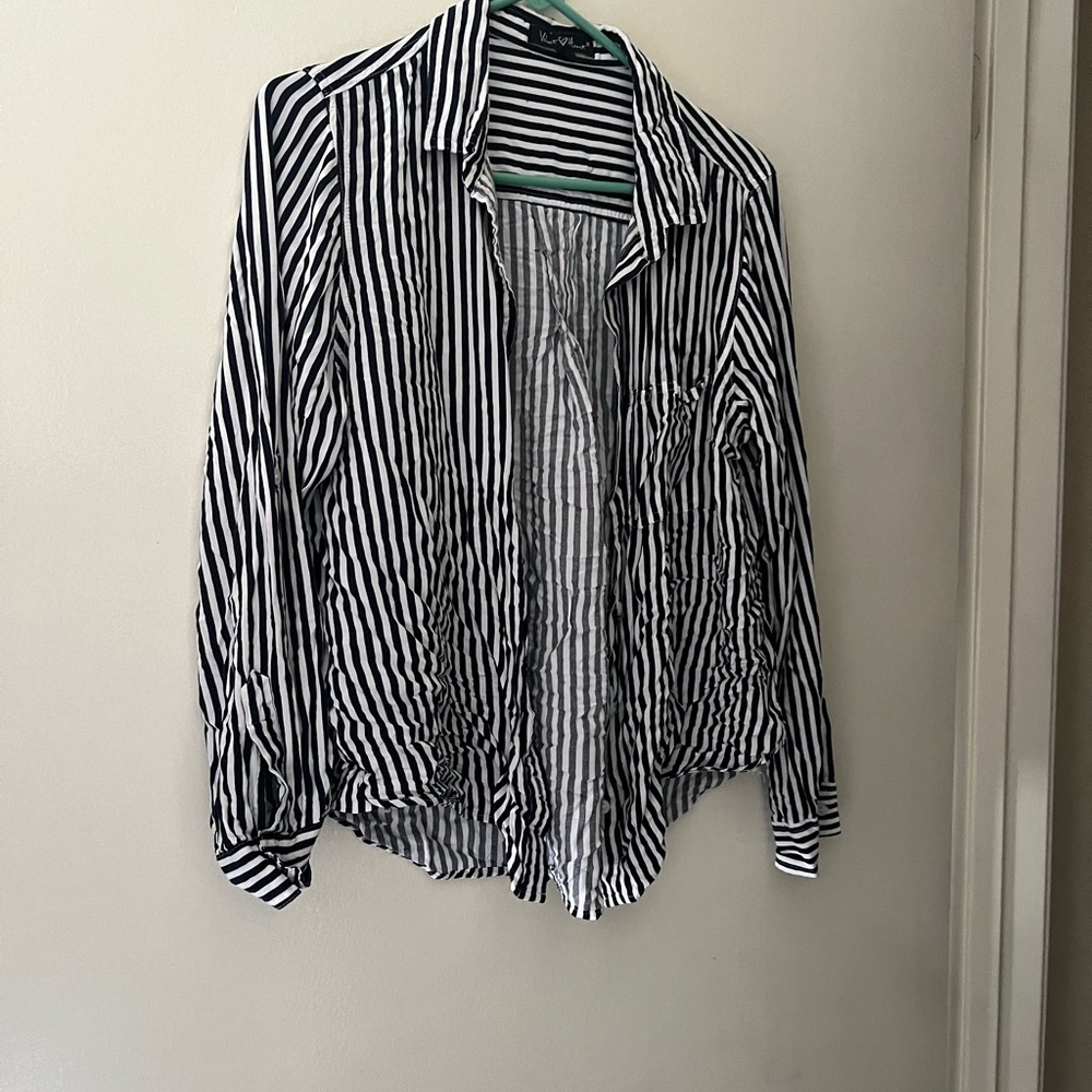 Velvet Heart Black and White Striped Shirt